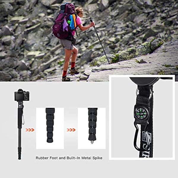 SIRUI Monopiede per fotocamera AM-326M 6 sezioni in fibra di carbonio Monopiede da viaggio portatile compatto e leggero